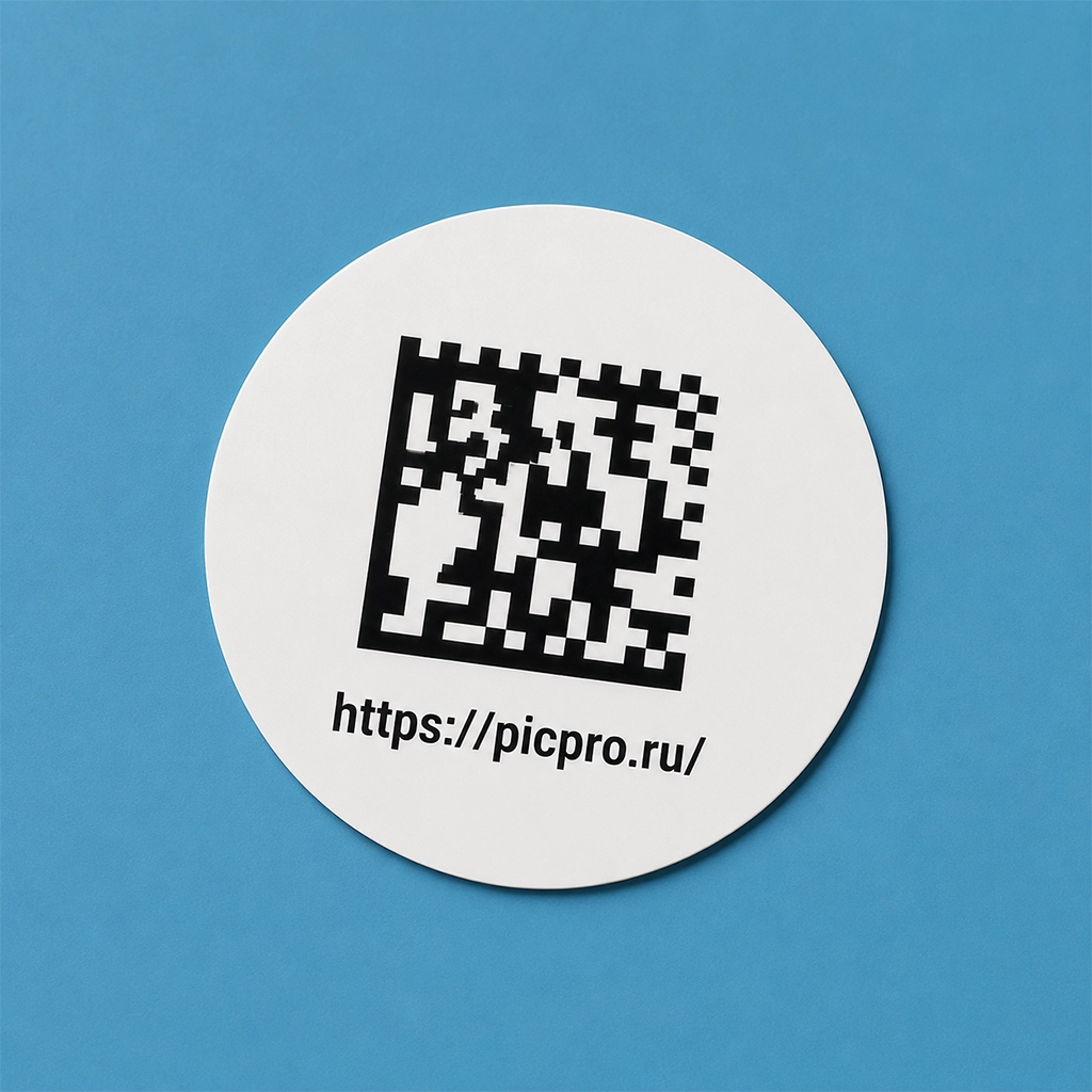 Круглая этикетка Честный знак с кодом Data Matrix